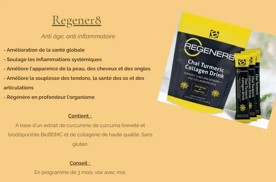 Regener8 BEPIC Curcuma anti inflammatoire et anti age, collagène